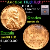 ***Auction Highlight*** 1931-s Lincoln Cent 1c Graded ms66 rb BY SEGS (fc)