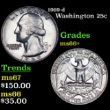 1969-d Washington Quarter 25c Grades GEM++ Unc