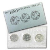 1980 Dollar Souvenir Set, 3 Coins Inside!!