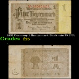 1937 Germany 1 Rentenmark Banknote P# 173b Grades f+