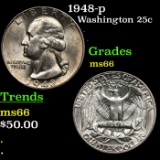 1948-p Washington Quarter 25c Grades GEM+ Unc