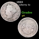 1893 Liberty Nickel 5c Grades g+