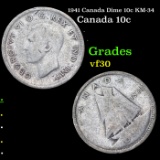 1941 Canada Dime 10c KM-34 Grades vf++