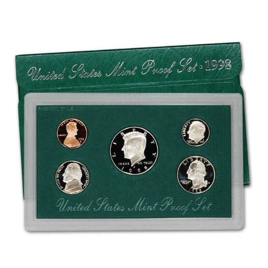 1998 United States Mint Proof Set, 5 Coins Inside!