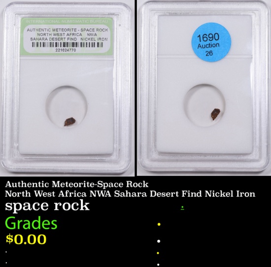Authentic Meteorite-Space Rock North West Africa NWA Sahara Desert Find Nickel Iron Graded By INB