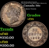 1899 Newfoundland (Canada Provincial) 50 Cents Silver KM# 6, Narrow 9s Grades vf++