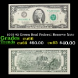 1995 $2 Green Seal Federal Reserve Note Grades Gem+ CU