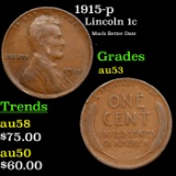 1915-p Lincoln Cent 1c Grades Select AU