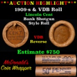 ***Auction Highlight*** Lincoln Wheat cent 1c orig Brandt McDonalds roll, 1909-s end, VDB other end