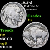 1917-d Buffalo Nickel 5c Grades f, fine