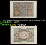 1920 Germany (Weimar Republic) 100 Marks Banknote P# 69a Grades vf+