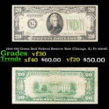 1934 $20 Green Seal Federal Reserve Note (Chicago, IL) Fr-2054G Grades vf++