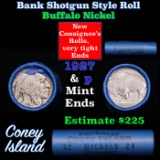 Buffalo Nickel Shotgun Roll in Old Bank Style 'Coney Island'  Wrapper 1937 & 1936 Mint Ends