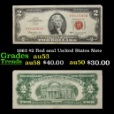 1963 $2 Red seal United States Note Grades Select AU