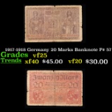1917-1918 Germany 20 Marks Banknote P# 57 Grades vf+