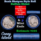 Buffalo Nickel Shotgun Roll in Old Bank Style 'Coney Island'  Wrapper 1935 &p Mint Ends