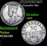 1918C Newfoundland (Canada Provincial) 50c Silver KM# 12 Grades vf++