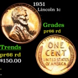 Proof 1951 Lincoln Cent 1c Grades Gem+ Proof Red