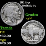 1914-p Buffalo Nickel 5c Grades vg+