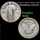 Group of 3 1928-d, 1930-p, 1928-s Standing Liberty Quarter 25c