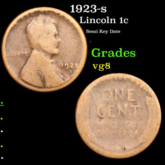 1923-s Lincoln Cent 1c Grades vg, very good