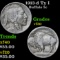 1913-d Ty I Buffalo Nickel 5c Grades vf++