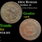 1864 Bronze Indian Cent 1c Grades vg+