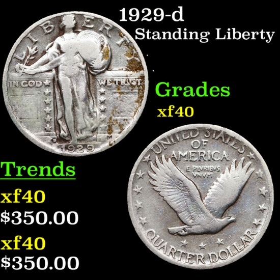 1920-d Standing Liberty Quarter 25c Grades xf