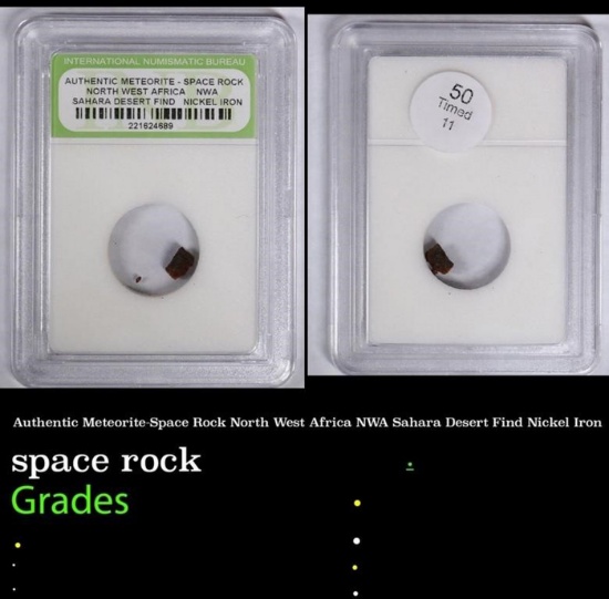 Authentic Meteorite-Space Rock North West Africa NWA Sahara Desert Find Nickel Iron Graded By ING