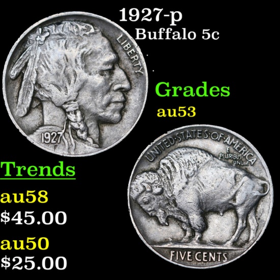 1938-d Buffalo Nickel 5c Grades Select AU