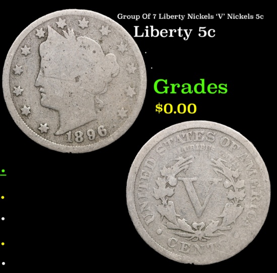 Group Of 7 Liberty Nickels 'V' Nickels 5c