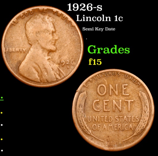 1926-s Lincoln Cent 1c Grades f+