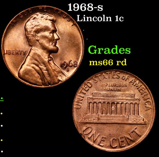 1968-s Lincoln Cent 1c Grades GEM+ Unc RD