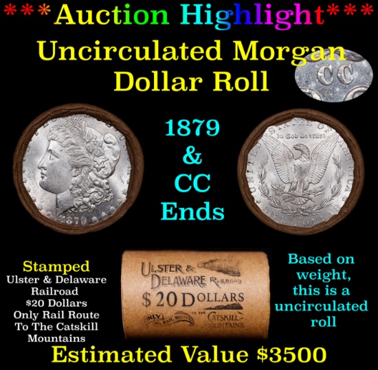 ***Auction Highlight*** 1879 & CC Uncirculated Morgan Dollar Shotgun Roll (fc)