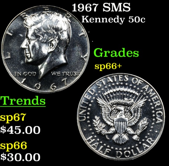 1967 SMS Kennedy Half Dollar 50c Grades sp66+