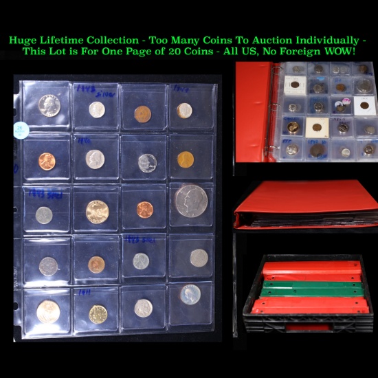 Huge Liifetime Collection - Too Many Coins To Auction Individually - This Lot is For One Page of 20