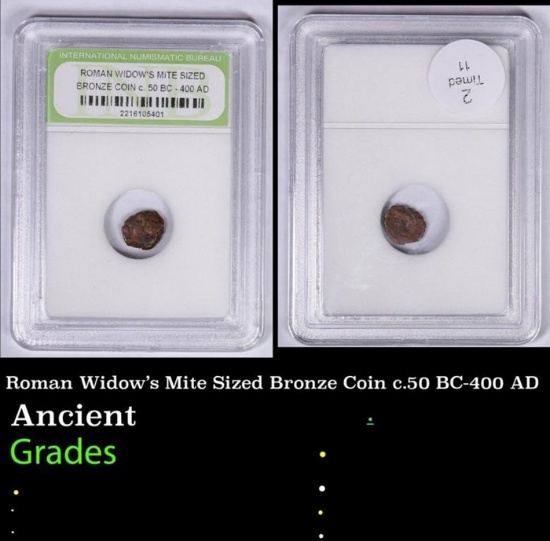 Roman Widow's Mite Sized Bronze Coin c.50 BC-400 AD Graded By ING