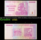 2007-2008 Zimbabwe 3rd Dollar (ZWR) 500 Million Dollars Banknote P# 82 Grades vf++