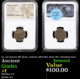 NGC Ca. 1st Century BC Syria, Antioch AE21 Ancient Obv. Zeus, Rev. Standing Zeus Graded vf By NGC
