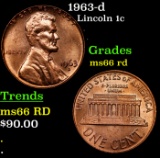 1963-d Lincoln Cent 1c Grades GEM+ Unc RD