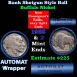 Buffalo Nickel Shotgun Roll in Old Bank Style 'Abbott Coin Counter AutoMat' Wrapper 1935 & p Mint En