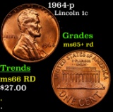 1964-p Lincoln Cent 1c Grades Gem+ Unc RD