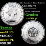 1964 Canada $1 Silver KM# 58 Grades GEM++ PL
