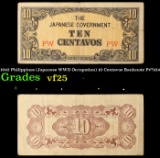 1942 Philippines (Japanese WWII Occupation) 10 Centavos Banknote P#?104 Grades vf+