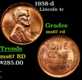 1958-d Lincoln Cent 1c Grades GEM++ Unc RD