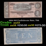 1864 $10 Confederate Note, T68 Grades Select AU