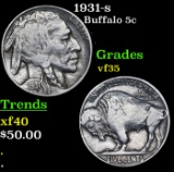 1931-s Buffalo Nickel 5c Grades vf++
