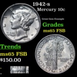 1942-s Mercury Dime 10c Grades GEM FSB