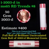 Shotgun Lincoln 1c roll, 2003-d 50 pcs Brandt 50c Wrapper.