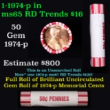 Shotgun Lincoln 1c roll, 1974-p 50 pcs Brandt 50c Wrapper.